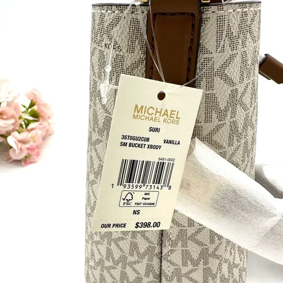 Michael Kors Suri Small Bucket Messenger Shoulder Handbag - Vanilla / Gold Tone - Picture 6 of 7